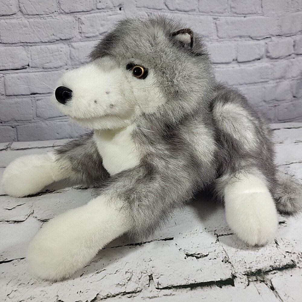 Folkmanis Timberwolf Full-Body Plush Hand Puppet Lifelike Gray Wolf Storytelling